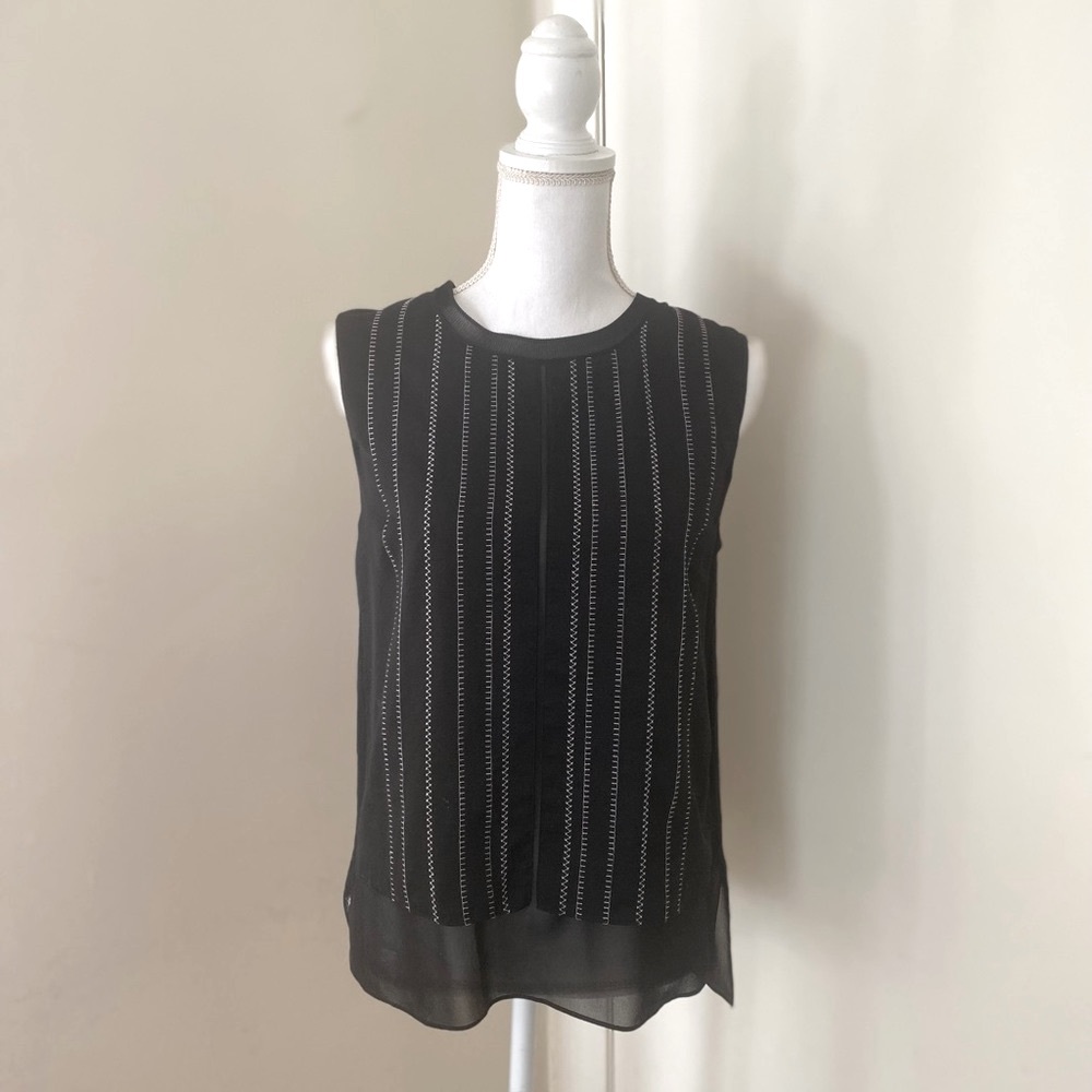 VINCE detail black sleeveless blouse; sz S
